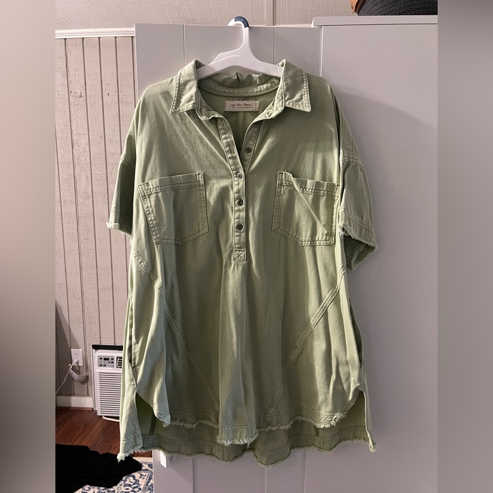 Green Denim Free People Tunic Dress
